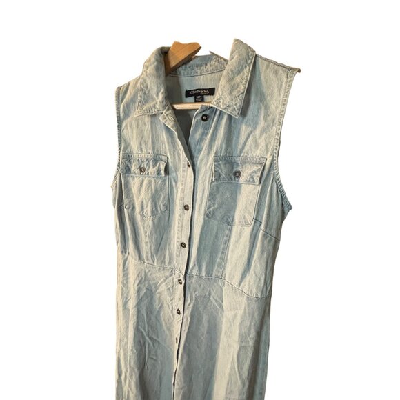 Chadwicks Sleeveless Denim Button Up Maxi Dress Light Blue Size 10 P - Picture 3 of 6